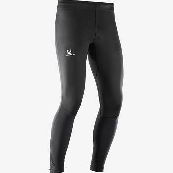 Salomon AGILE LONG Miesten Juoksuhousut Mustat Keltainen | FI-O1665