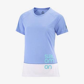 Salomon CROSS RUN GRAPHIC Naisten T Paidat Valkoinen Sininen | FI-O1019