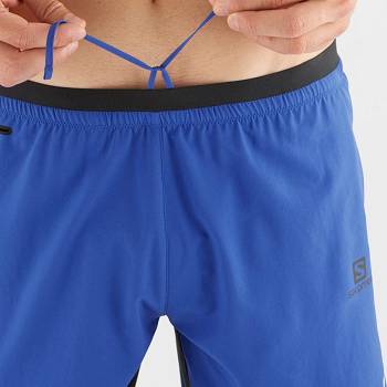 Salomon CROSS TWINSKIN Miesten Shortsit Sininen | FI-M1139