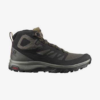 Salomon OUTLINE MID GORE-TEX Miesten Retkeilykengät Oliivinvihreä Mustat | FI-wO1488