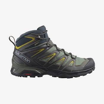 Salomon X ULTRA 3 WIDE MID GORE-TEX Miesten Retkeilykengät Harmaat Mustat Vihreä | FI-A2151